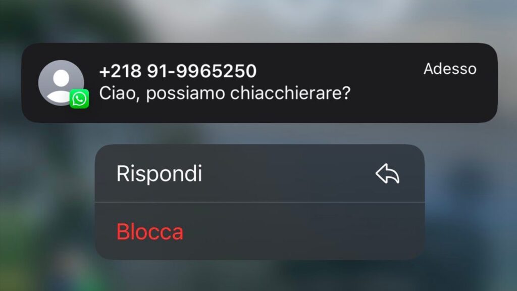 truffa +218 whatsapp messaggio ciao possiamo chiacchierare