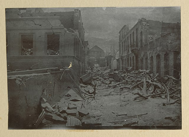 Saint -Pierre after the eruption. Credit: Wikimedia Commons.