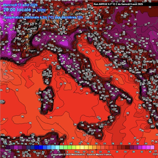 Italia temperatures