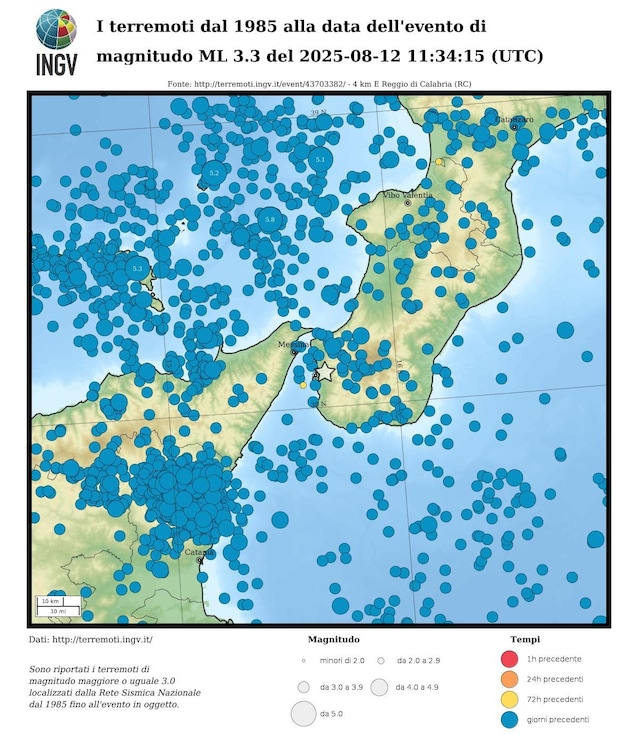 Calabria earthquake map