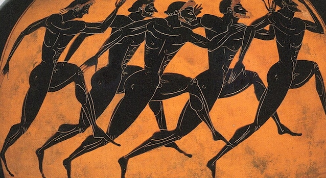 Running scene on a Greek vase