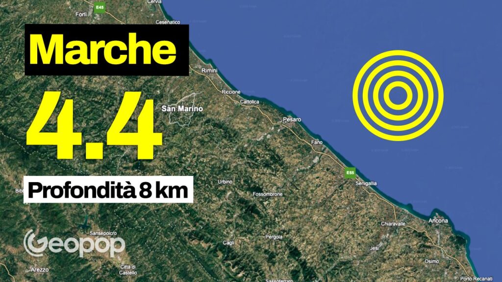 Earthquake in the Marche of Magnitude 4.4, shock off the coast: epicenter between Fano and Senigallia