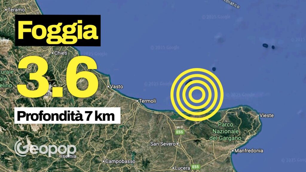 Earthquake in the Foggiano of magnitude 3.6: epicenter detected at sea, off the Gargano coast