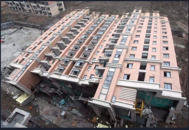 That time in Shanghai, China, a building collapsed on its side