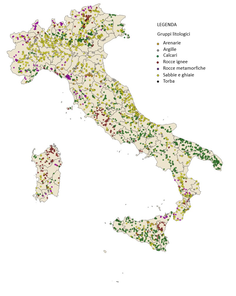 Second category mineral extraction sites (quarries) in Italy. Credits: Isprambiente.