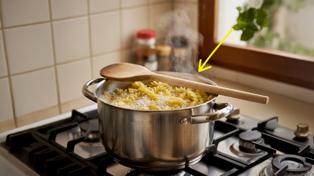 The trick with the wooden ladle on the pot to avoid overflowing the water: does it really work?
