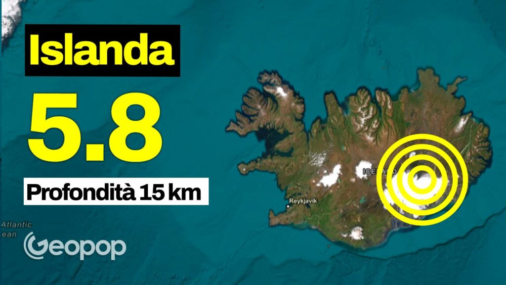 Earthquake in Iceland of magnitude 5.8 in the Vatnajökull ice cap area