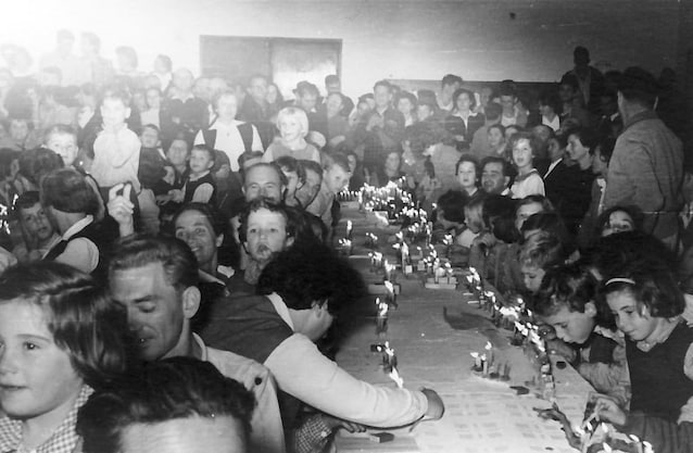 Hanukkah celebration in the 1950s