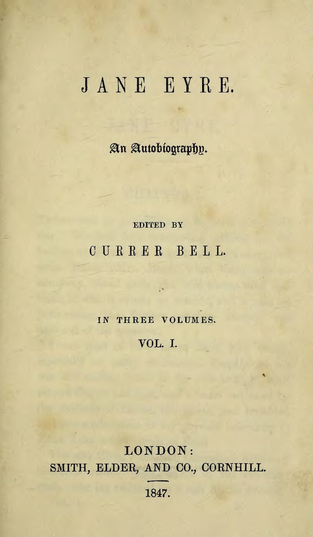 Jane Eyre original title page