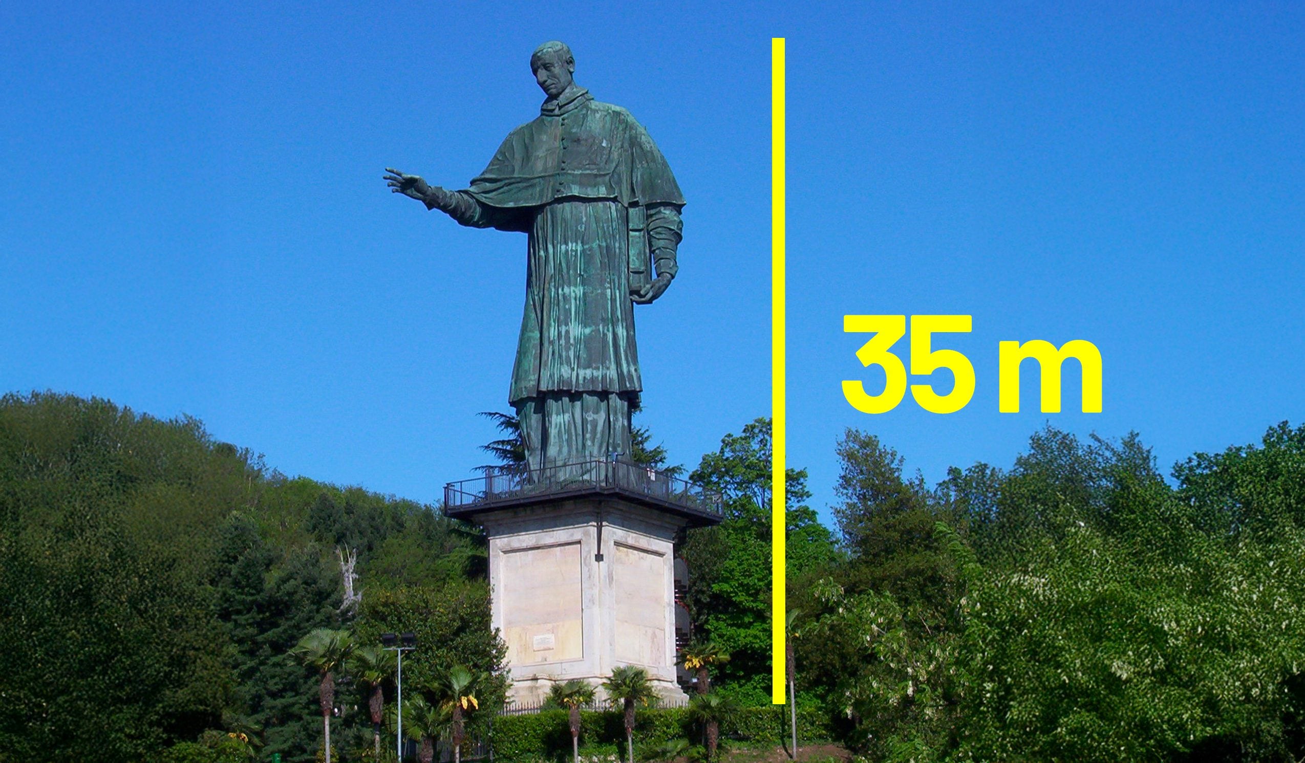 The tallest statue in Italy is the Colossus of San Carlo Borromeo in Arona, 35 m high
