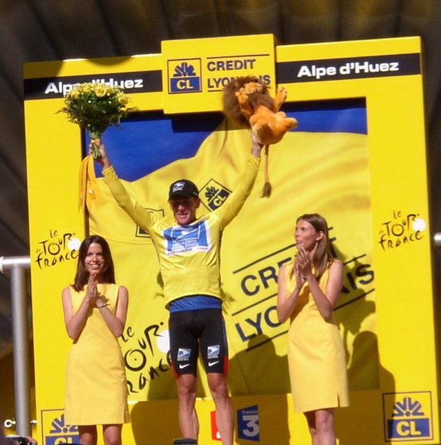 Armstrong on the Tour de France podium