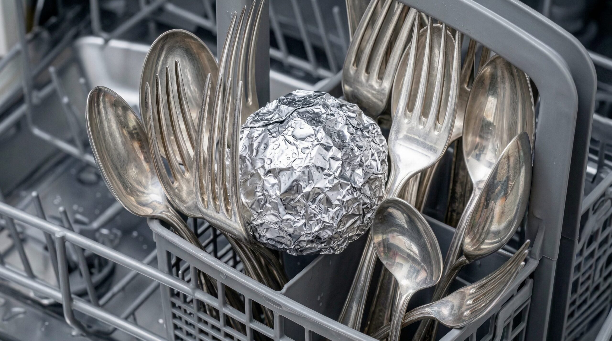 Does the foil ball in the dishwasher trick to polish silverware work?