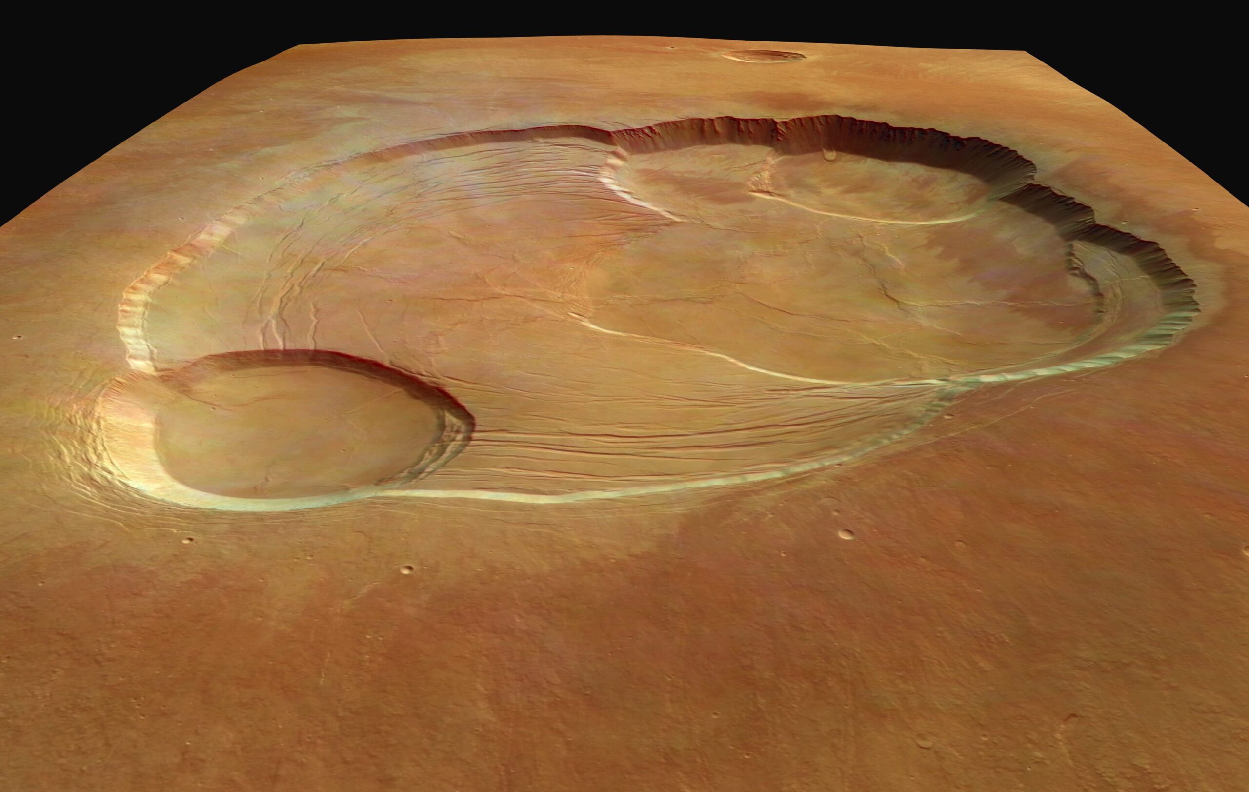 Olympus Mons is the largest volcano in the Solar System: it is almost three times the height of Everest