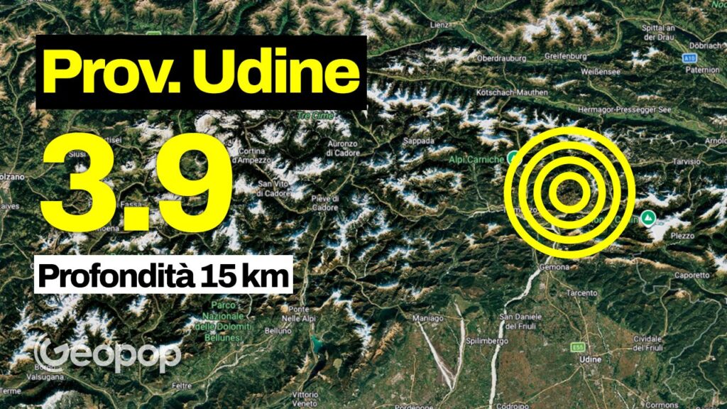 Earthquake in Friuli-Venezia Giulia of magnitude 3.9, epicenter in the province of Udine