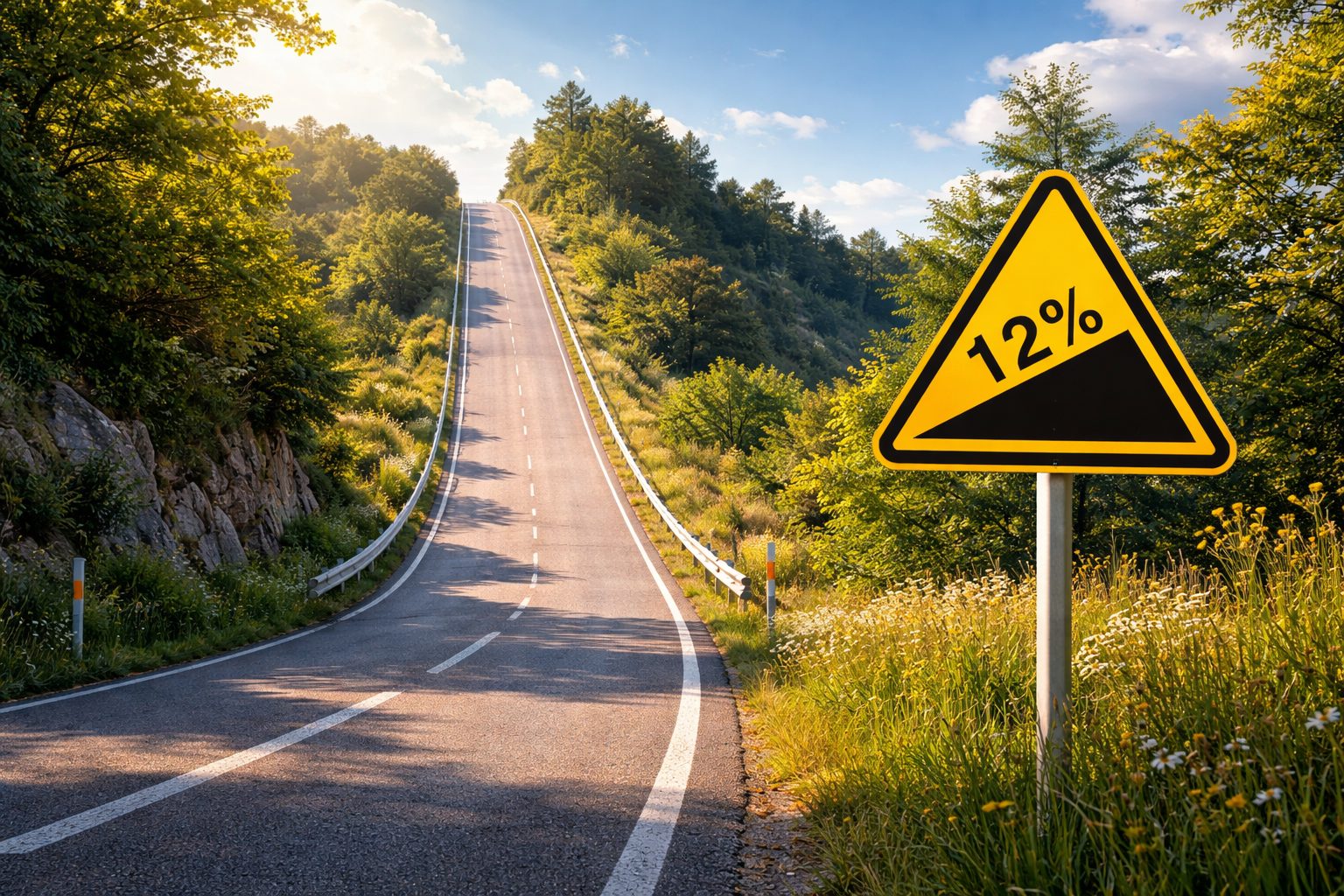 How the slope of a road or slope is calculated and why it is expressed as a percentage
