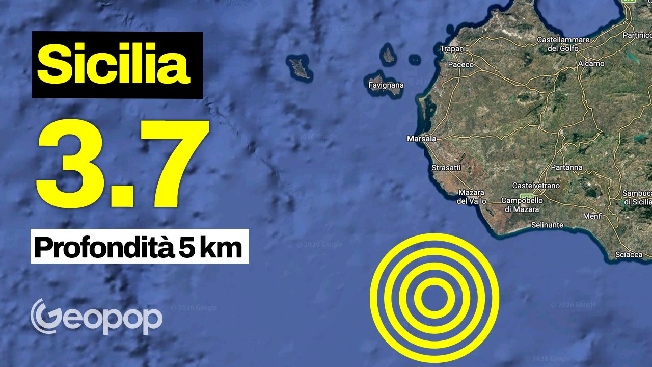 Earthquake in Sicily of magnitude 3.7, epicenter in the sea 33 km from Mazara del Vallo