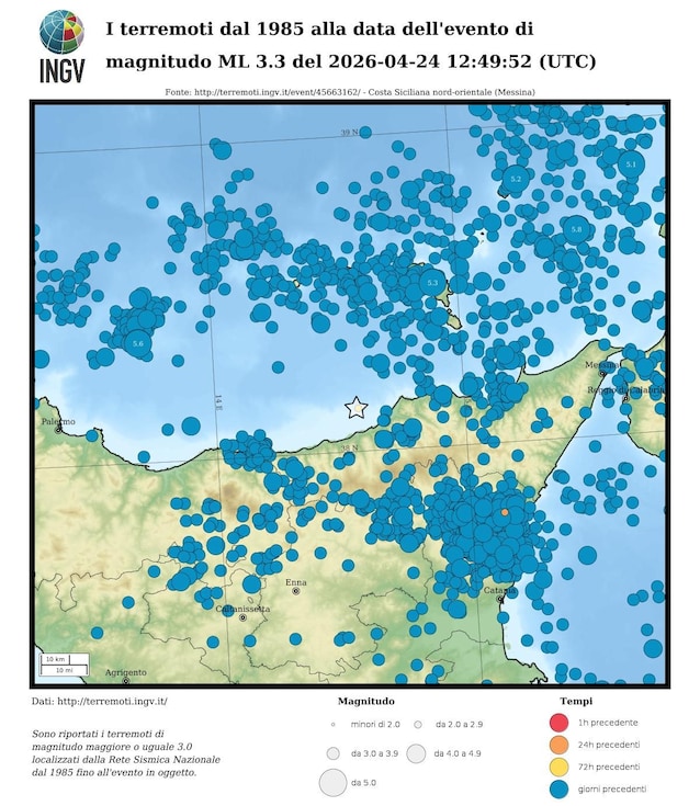 Messina earthquake map