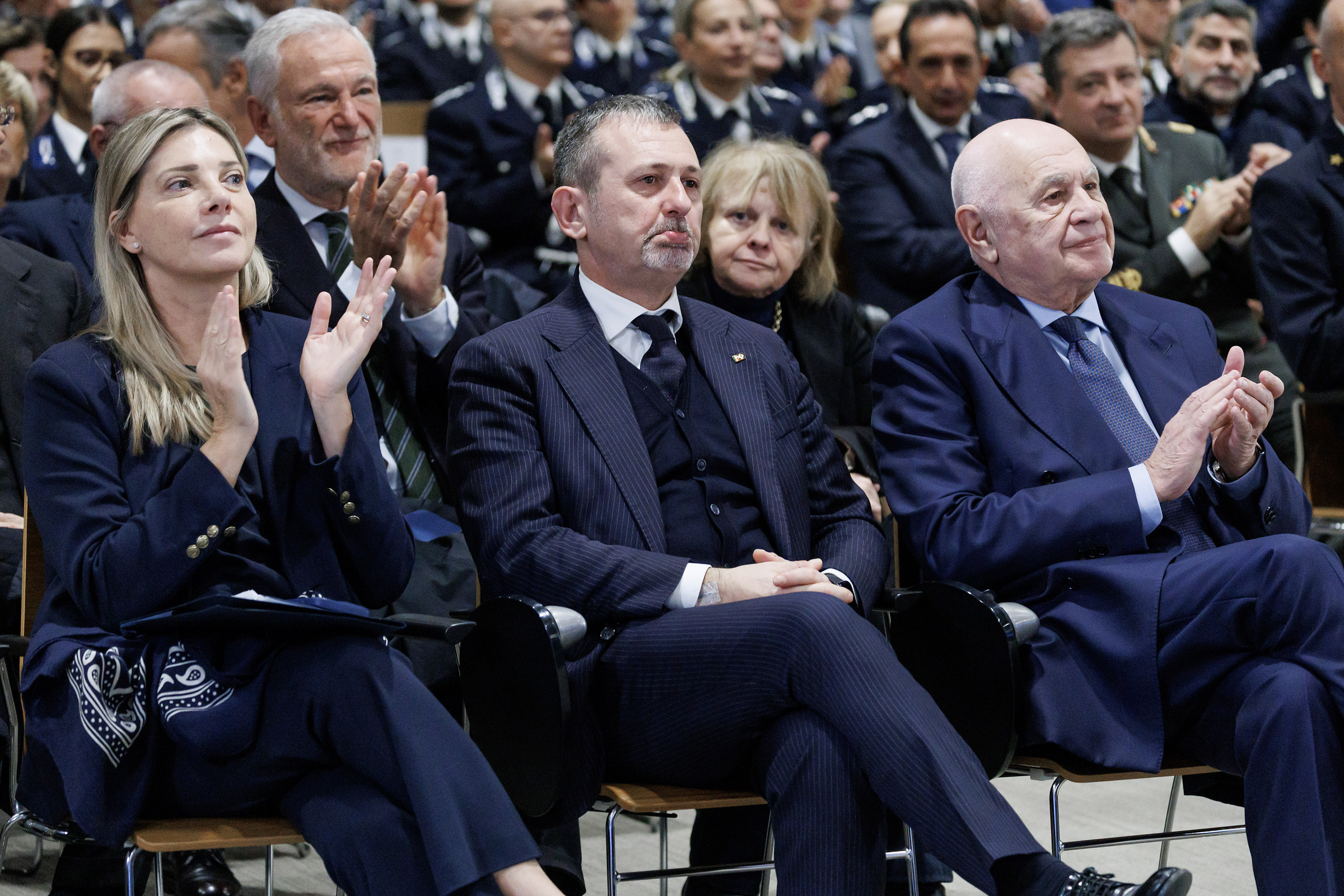 The Minister of Justice Carlo Nordio with the head of cabinet Giusi Bartolozzi and the undersecretary Andrea Delmastro (photo Roberto Monaldo LaPresse)