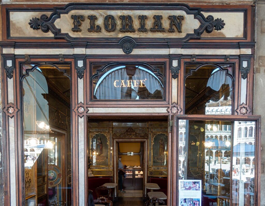 The history of Caffè Florian in Venice, among the oldest coffee shops in the world, still in business since 1720