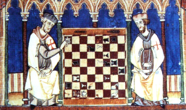 Knights Templar playing chess, 1283 (Wikimedia Commons)