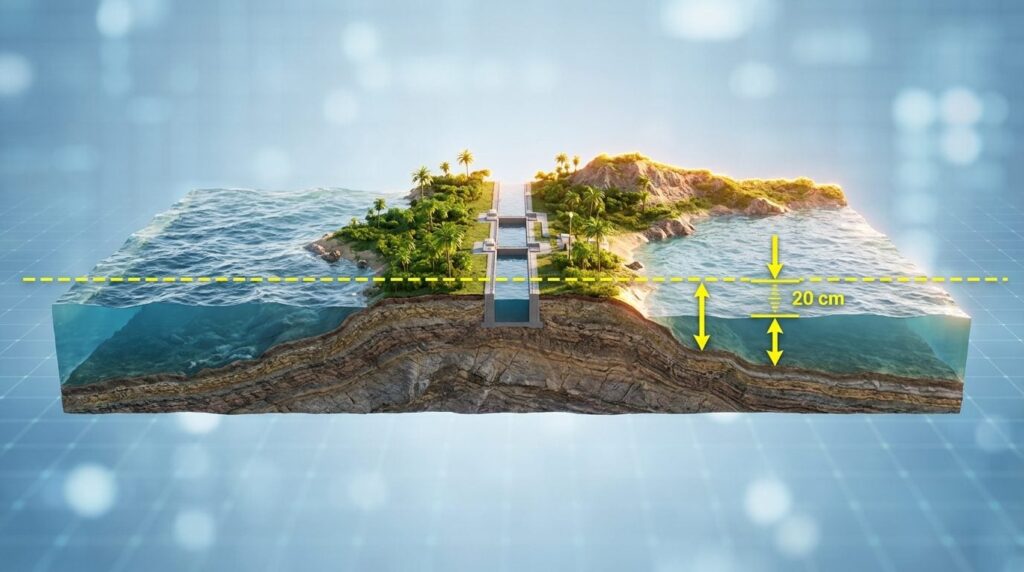 The Pacific Ocean is 20 cm higher than the Atlantic: the difference in height is due to the density of the water