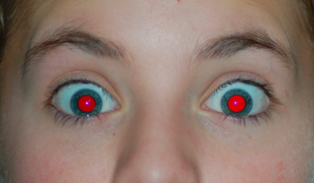 Because in old photographs we had red eyes and with smartphones it rarely happens