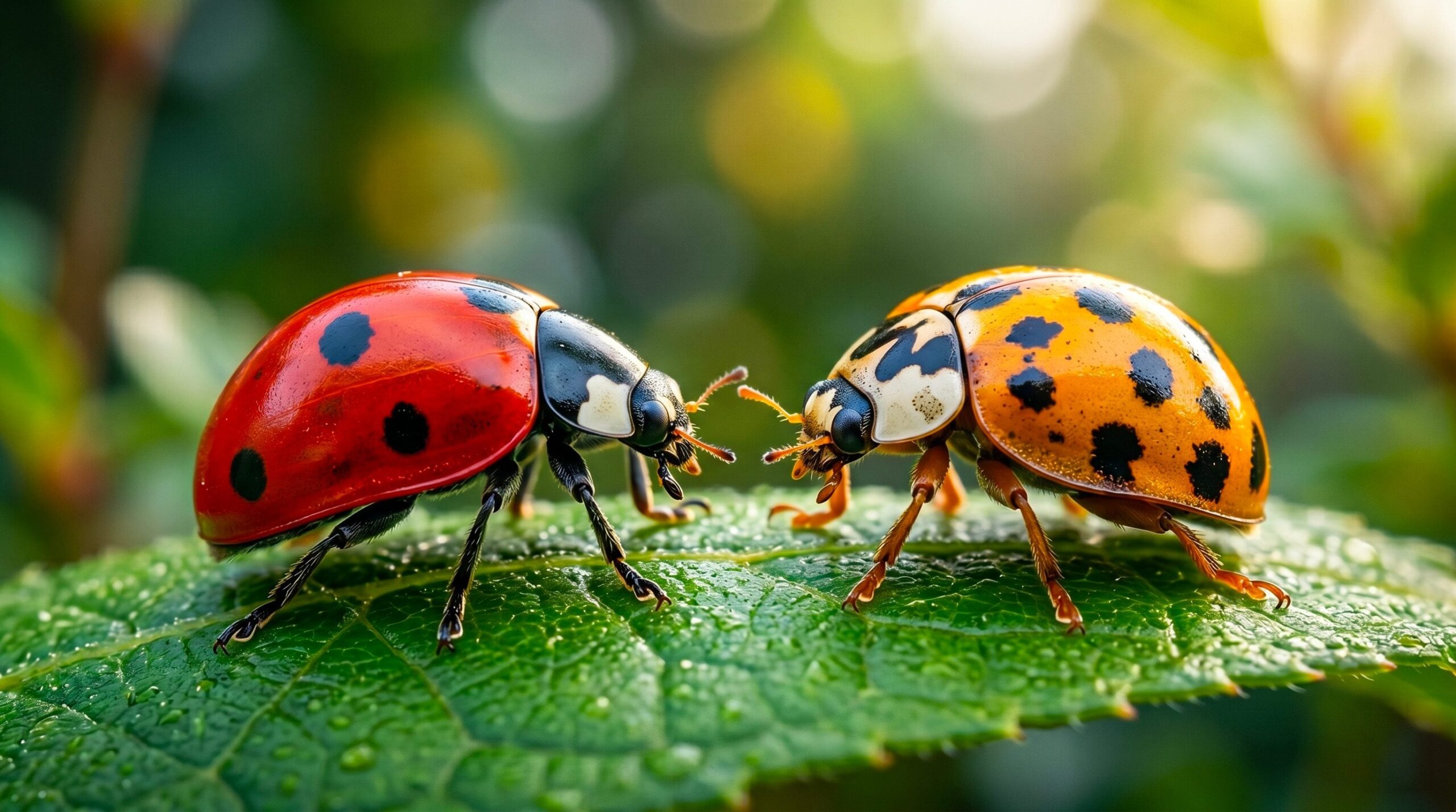 What is the difference between red ladybugs, yellow ladybugs and Asian Harlequins