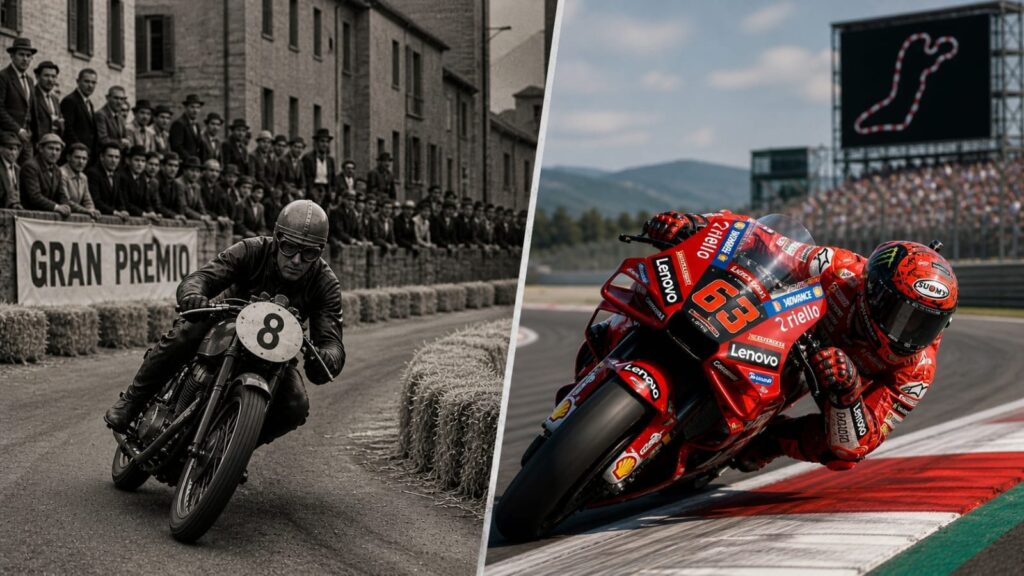When MotoGP was raced on the street, from 55 to 300 horsepower: the evolution from 1949 to today