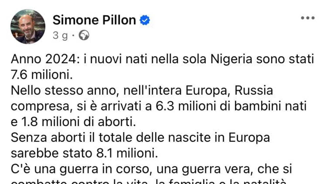 Demographic decline? “Banning abortion” is Pillon's solution