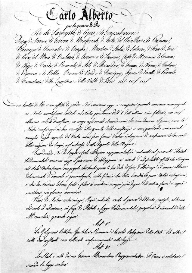 First page of the Albertine Statute