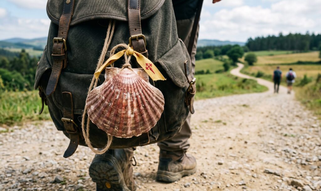 Because the shell is the symbol of the Camino de Santiago: it represents the various routes of the pilgrims