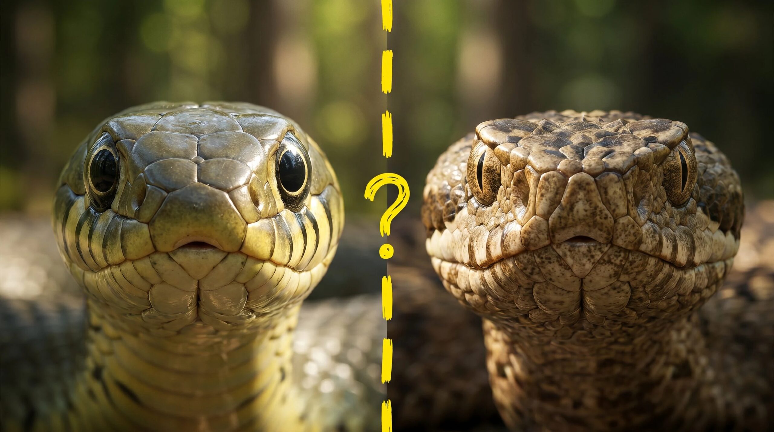 How to distinguish a viper from a grass snake: the differences to recognize them by eyes, head and tail
