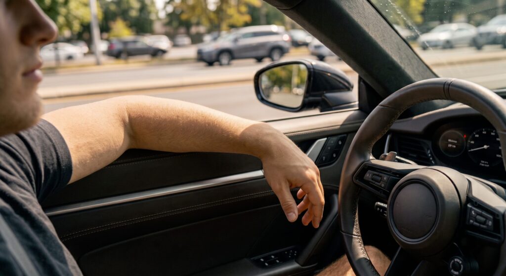 Driving with your arm out the window is risky and punishable: up to €344 for the CdS