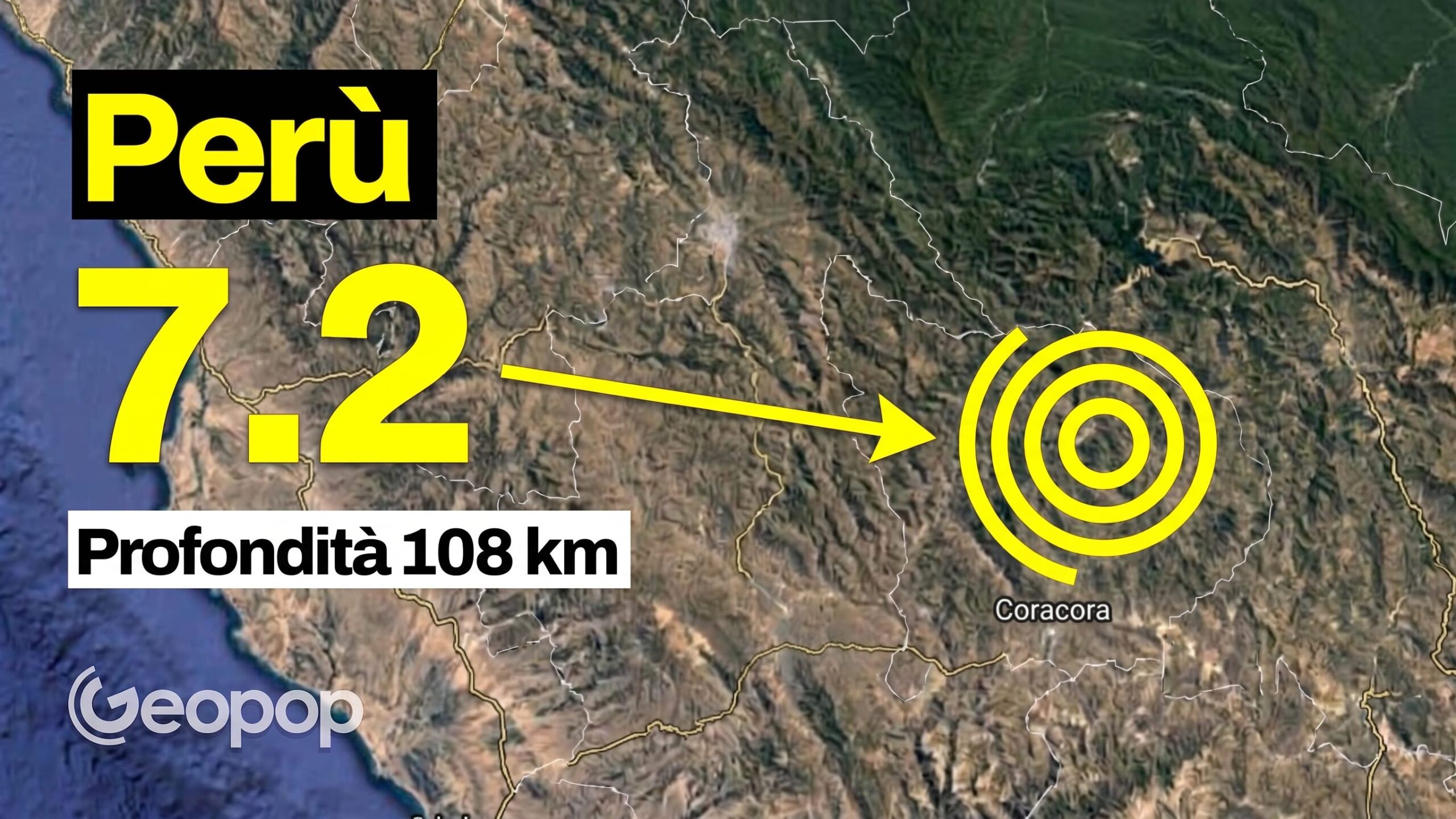 Earthquake in Peru of magnitude 7.2: epicenter 35 km north of Coracora, excluding tsunami danger
