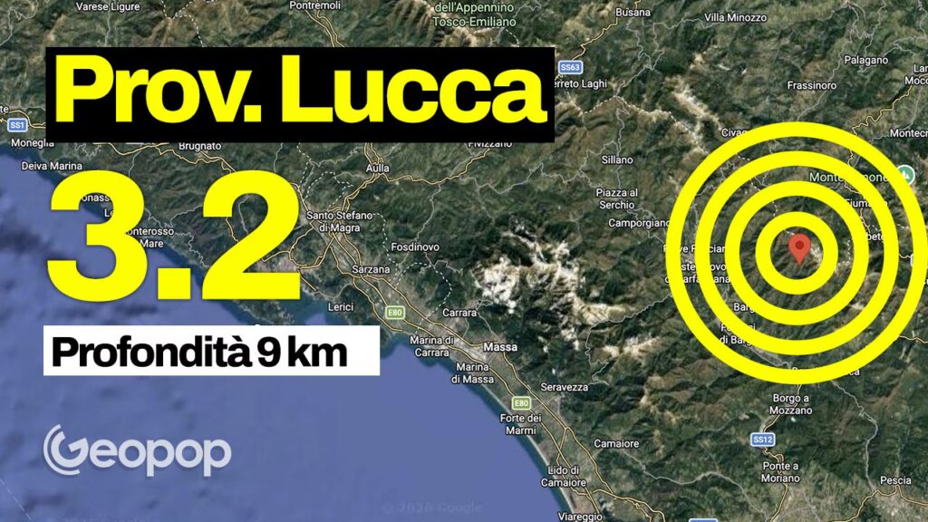 Earthquake of magnitude 3.2 in the province of Lucca, epicenter in Coreglia Antelminelli