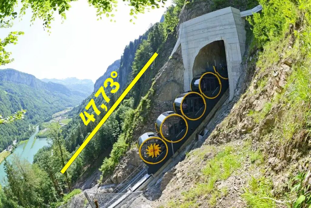 The Stoosbahn reaches a gradient of 110%: it is the steepest funicular in the world