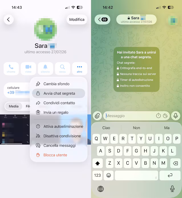 How to activate secret chats on Telegram.