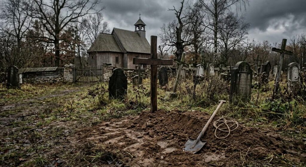 The tomb of an alleged 17th century "vampire" buried with a scythe and padlock found in Poland