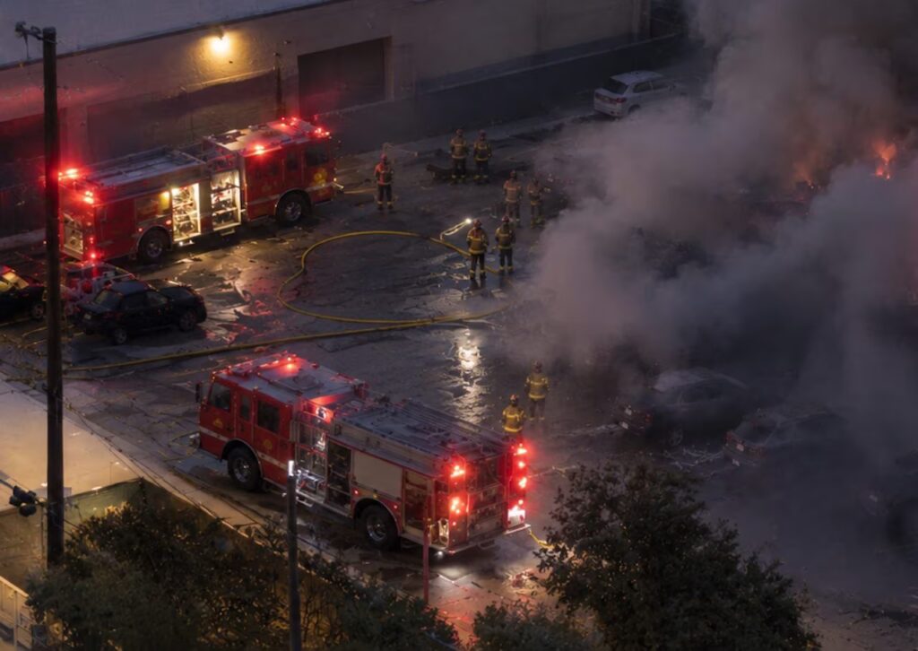 In Los Angeles, an NBC4 helicopter crashed while covering an accident in Chatsworth