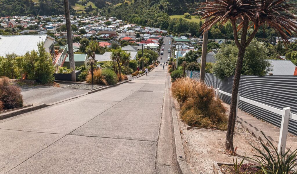 What is the steepest street in the world? Baldwin Street in New Zealand with a gradient of 34.8%