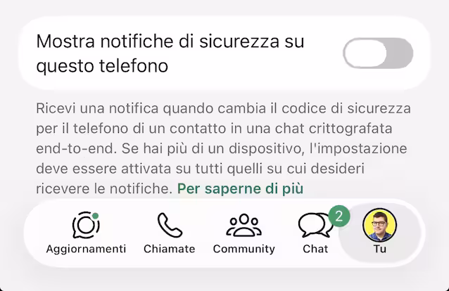 How to disable security notifications on WhatsApp.