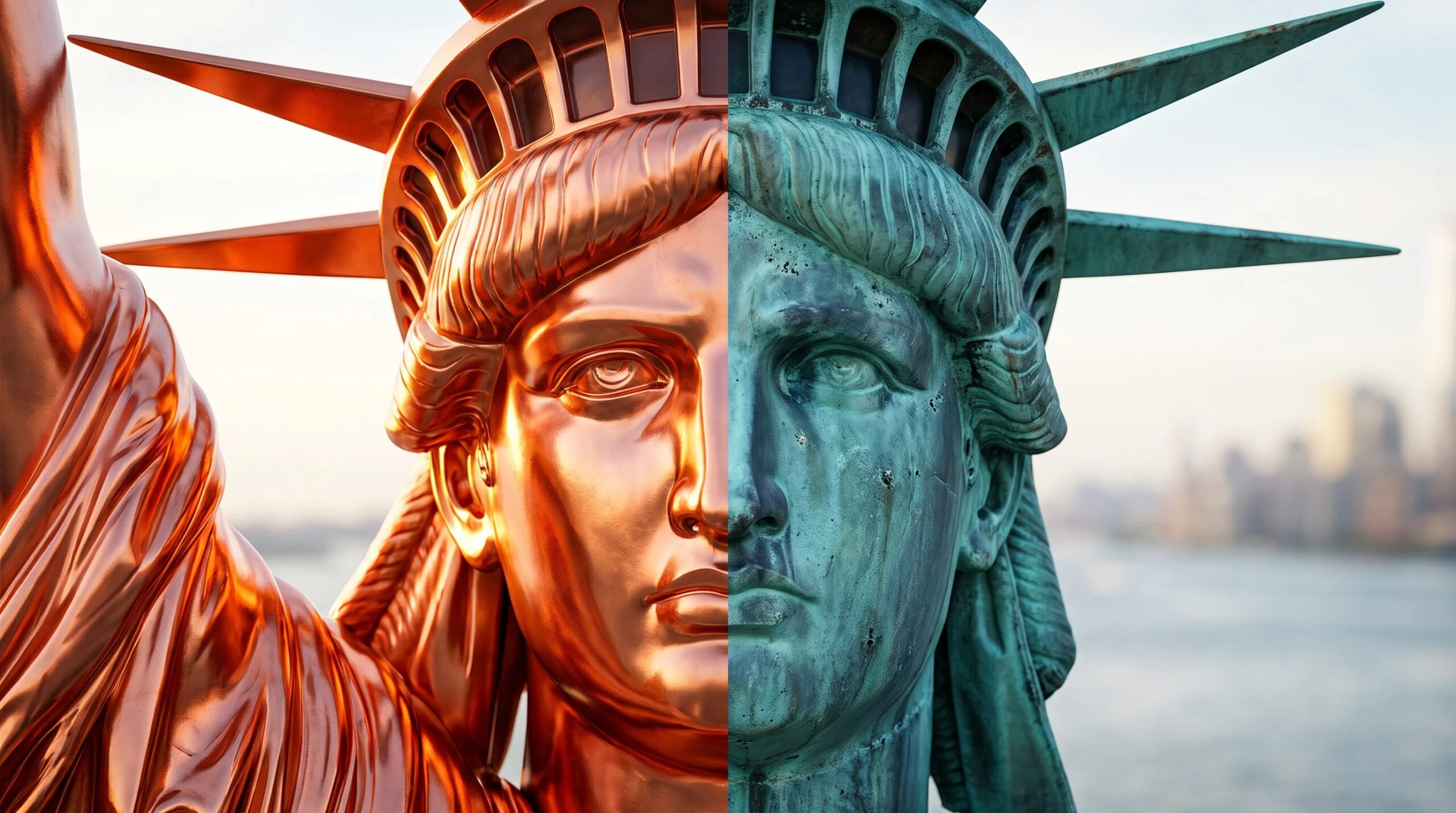 Why is the Statue of Liberty blue-green while it was originally copper-red and what does sulfur have to do with it